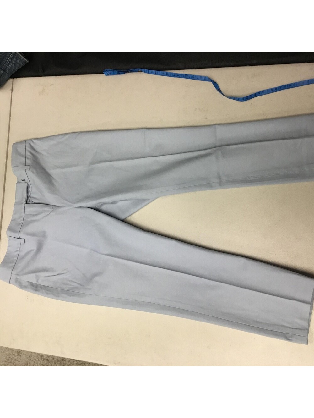 [423] Dalia Pants W 8 Blue Twill Dress Straight Leg Zip Pockets Business
